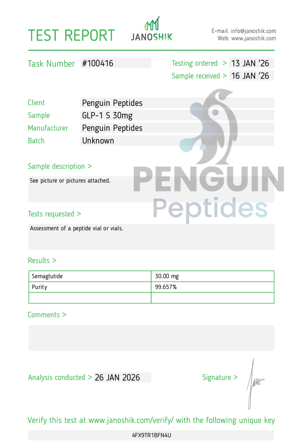 GLP-1 S 30mg certificate of analysis