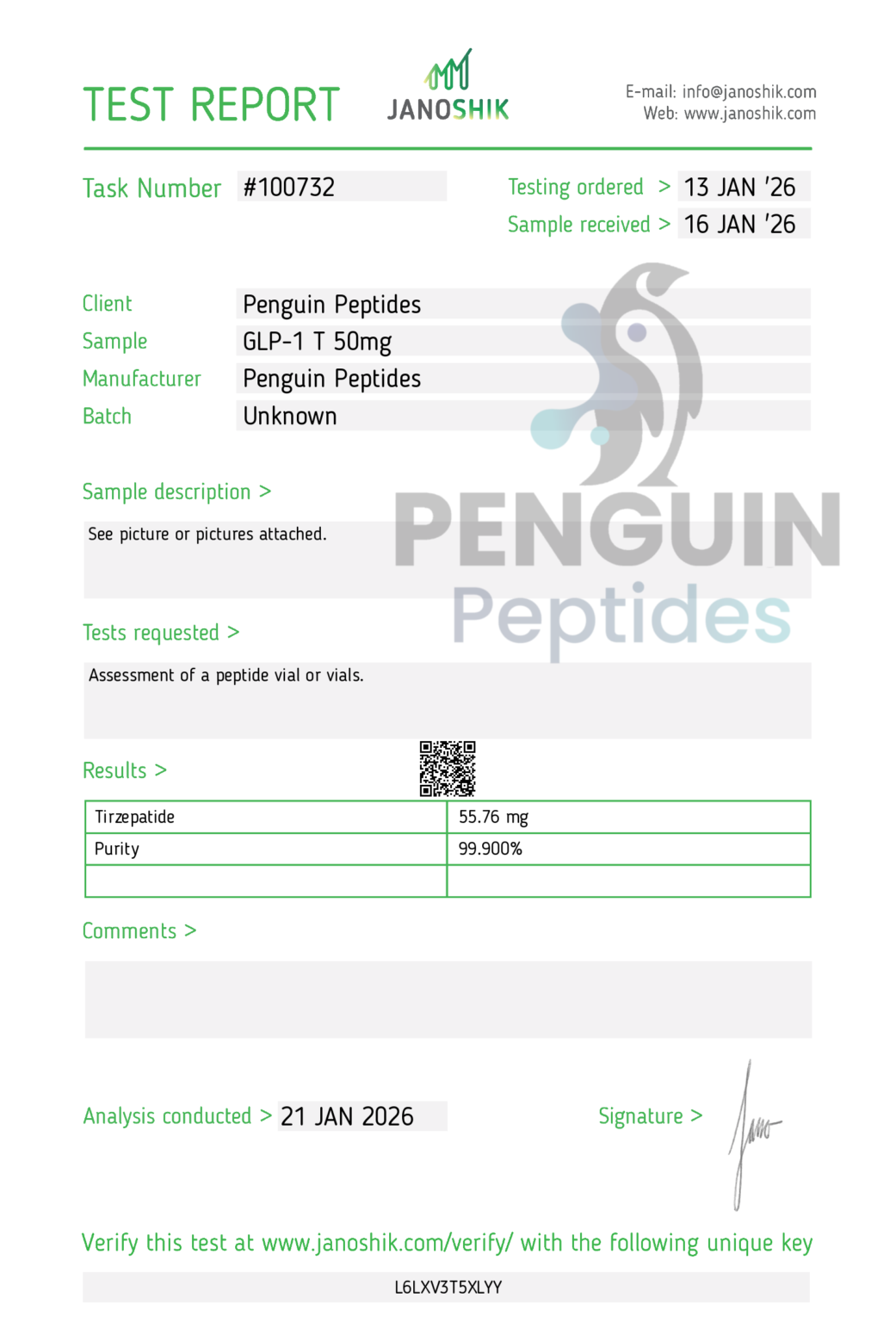 GLP-1 T 50mg certificate of analysis