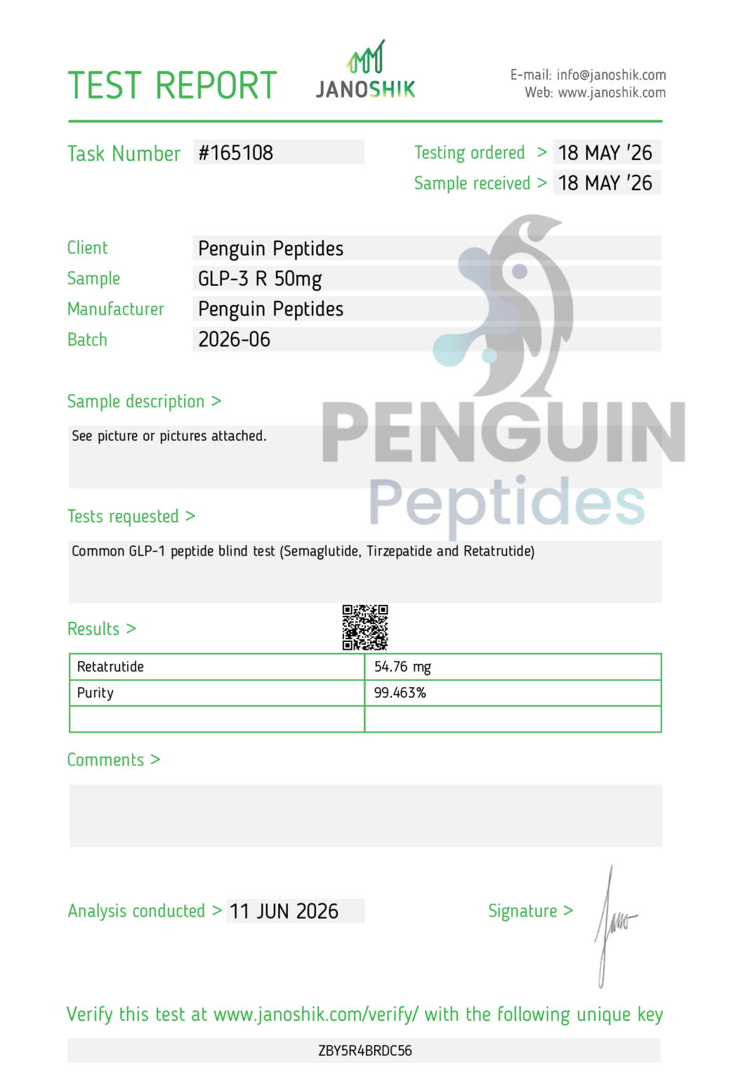 GLP-3R 50mg certificate of analysis