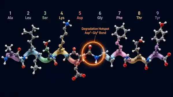 DSIP nonapeptide molecular structure highlighting the Asp-Gly degradation site