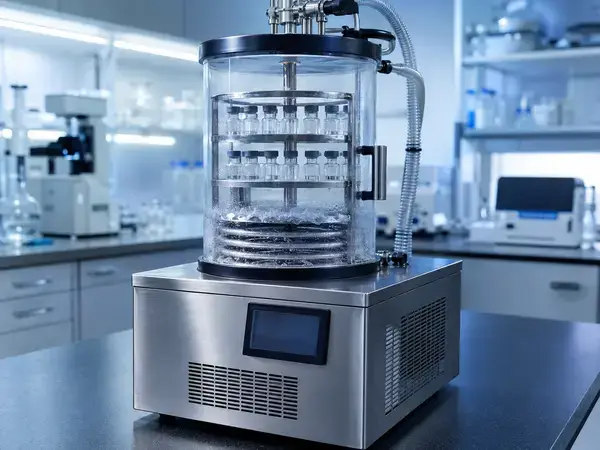 Laboratory freeze dryer used for peptide lyophilization 