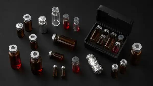 Amber glass vials and light blocking storage options for cobalamin research samples