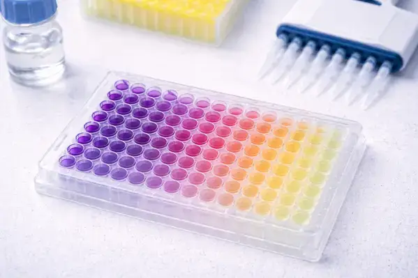 DPPH free radical scavenging assay microplate in laboratory