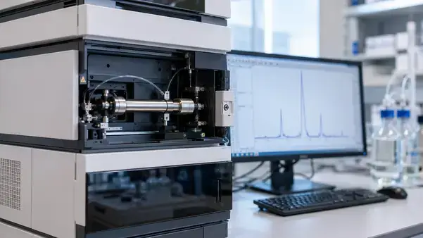 HPLC instrument used to verify AOD-9604 peptide purity in the laboratory