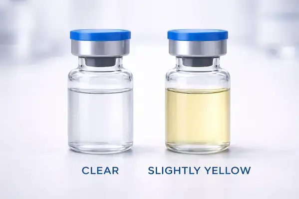 Visual comparison of stable versus degraded GLP-1T peptide solution