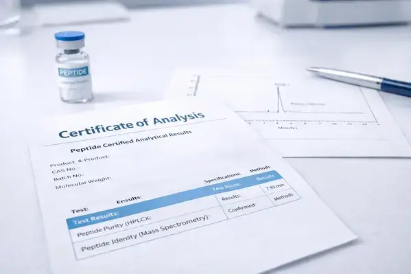 Certificate of analysis for research-grade Tesamorelin peptide