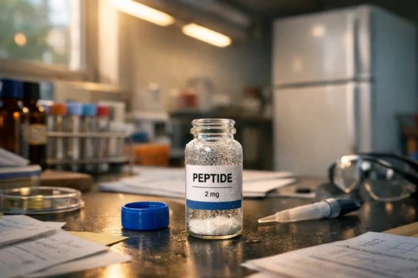 Uncapped peptide vial exposed to improper lab conditions