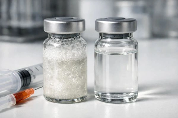 Cloudy versus clear reconstituted peptide vial comparison