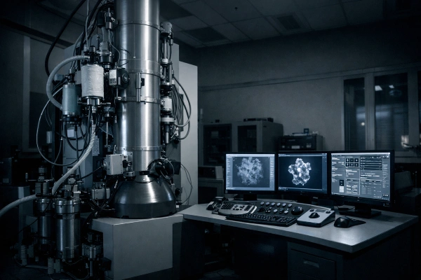 Cryo-EM microscope in a structural biology lab